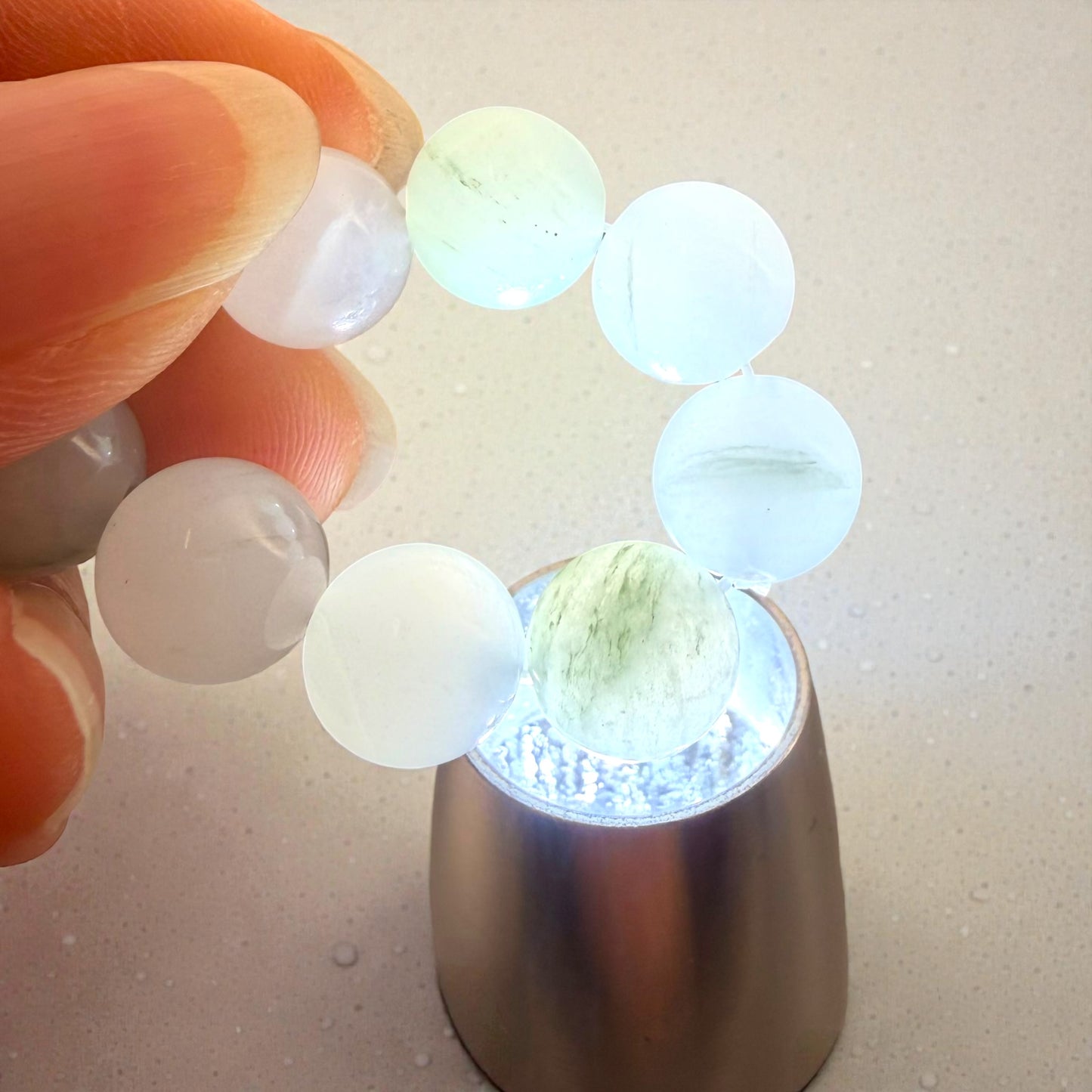 Canadian Nephrite White Jade Beaded Bracelet