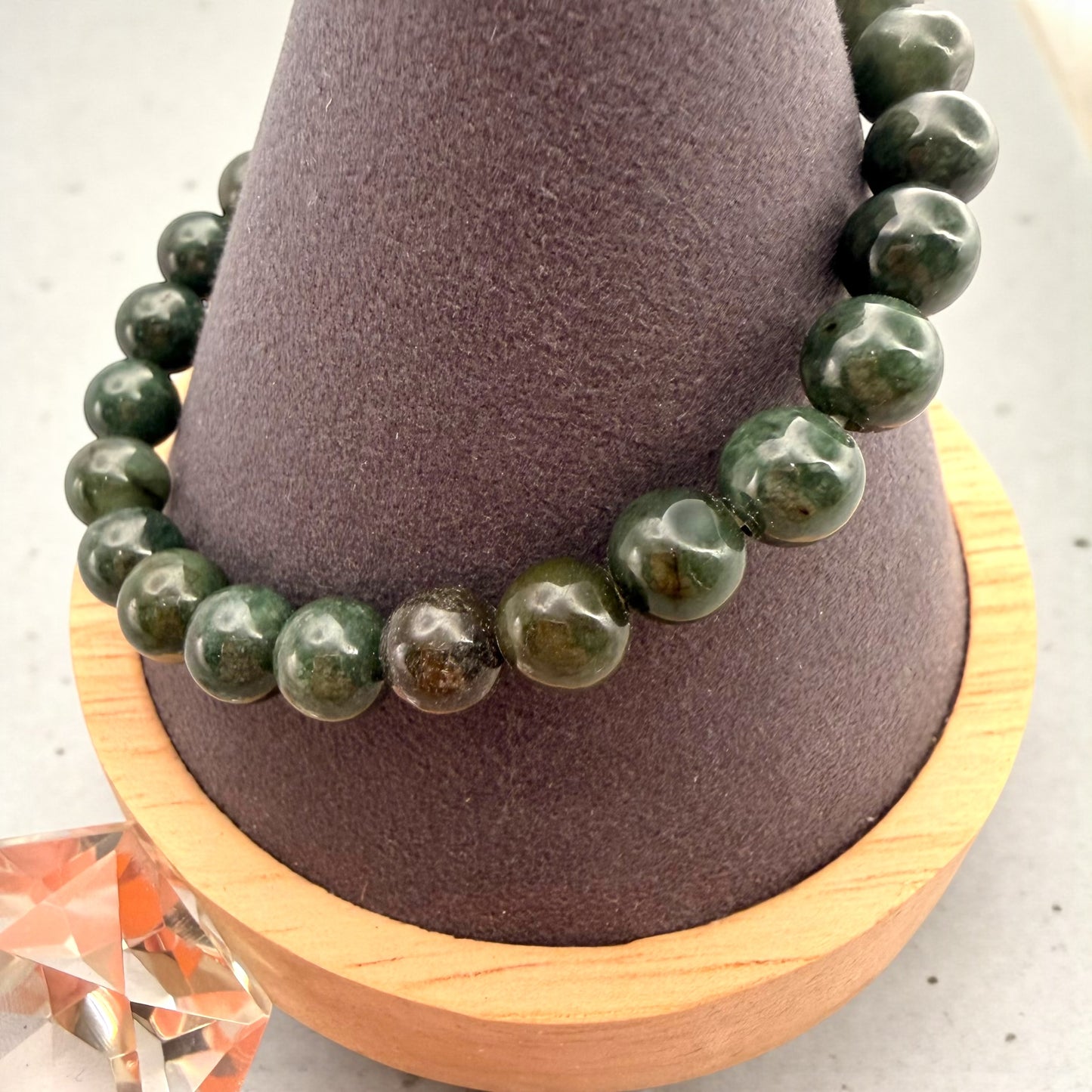 Pakistan Green Jade Beaded Bracelet