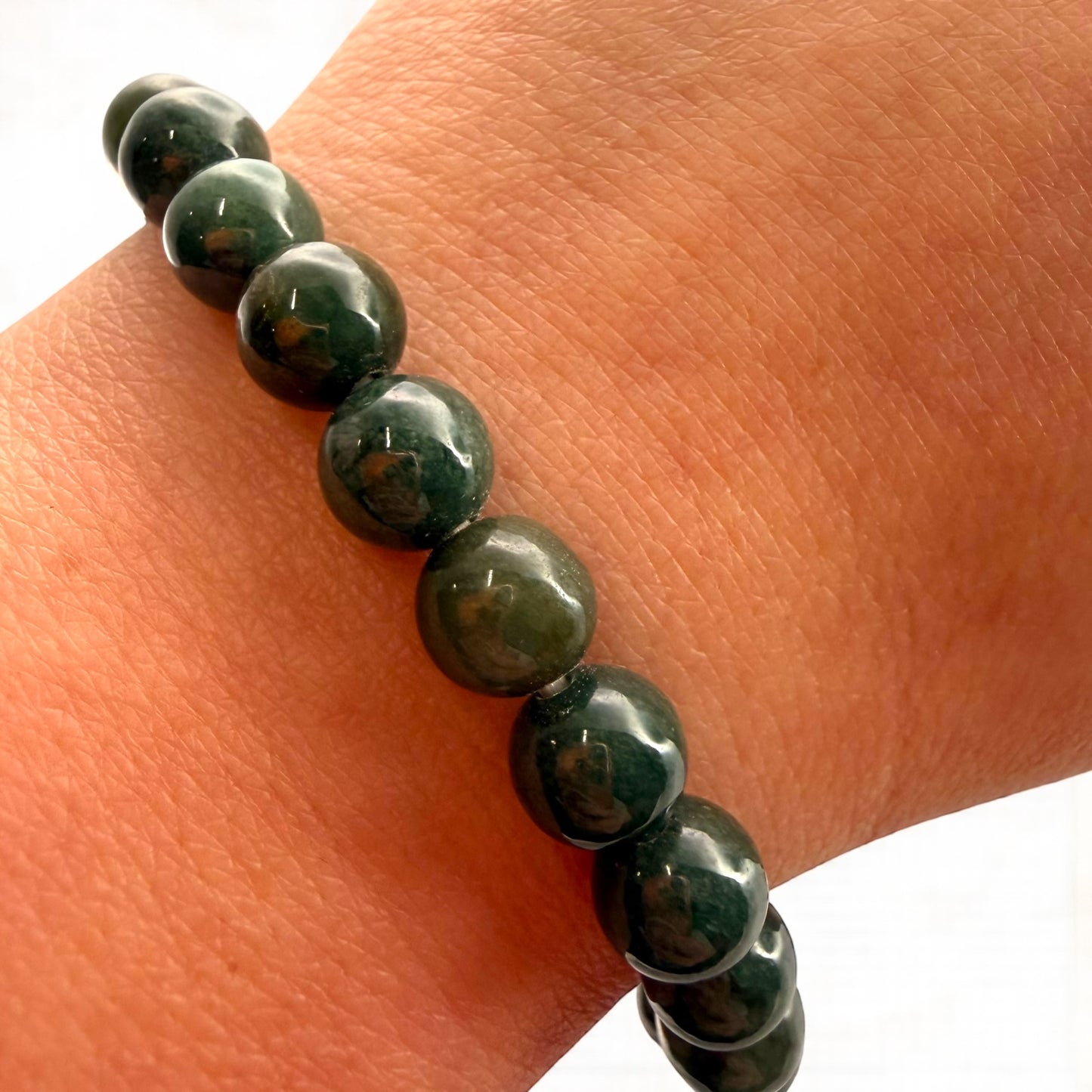 Pakistan Green Jade Beaded Bracelet