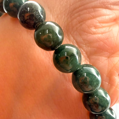 Pakistan Green Jade Beaded Bracelet