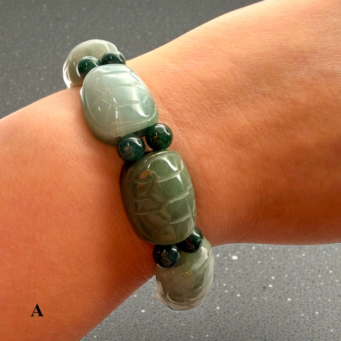 Turtle Shell Carving Burmese Jade Beaded Bracelet