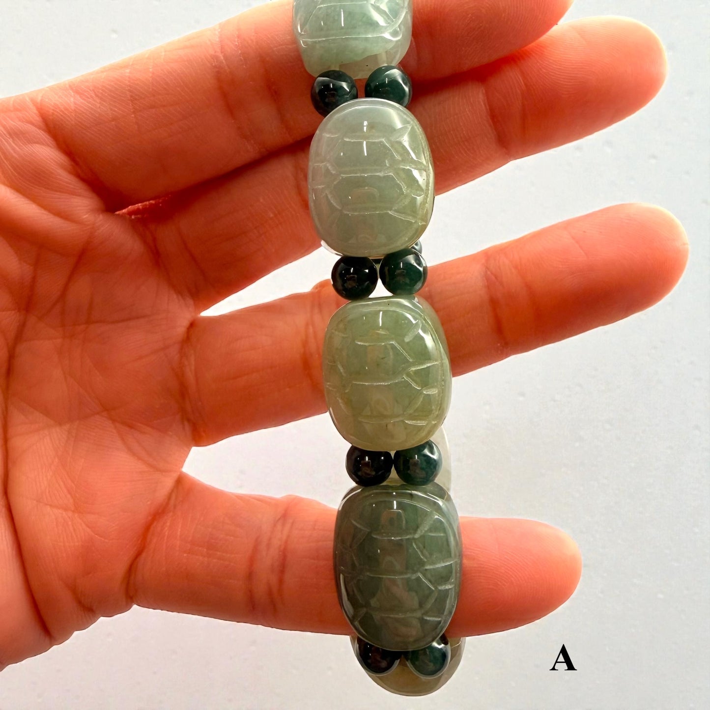 Turtle Shell Carving Burmese Jade Beaded Bracelet
