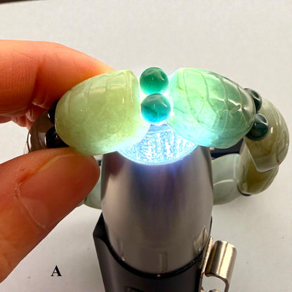 Turtle Shell Carving Burmese Jade Beaded Bracelet