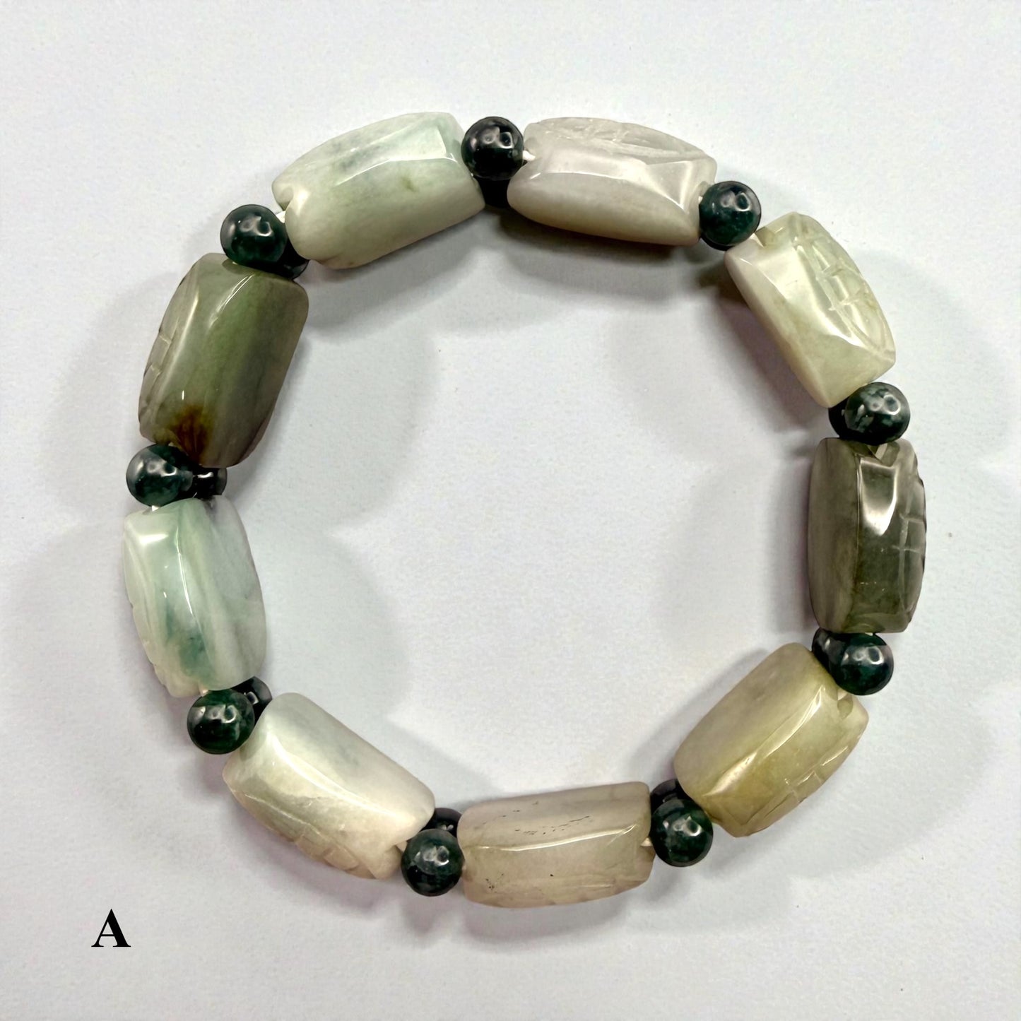 Turtle Shell Carving Burmese Jade Beaded Bracelet