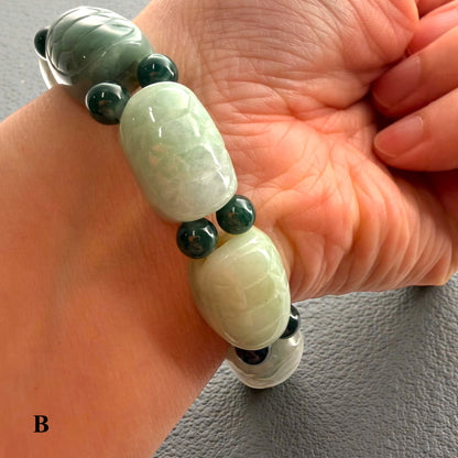 Turtle Shell Carving Burmese Jade Beaded Bracelet