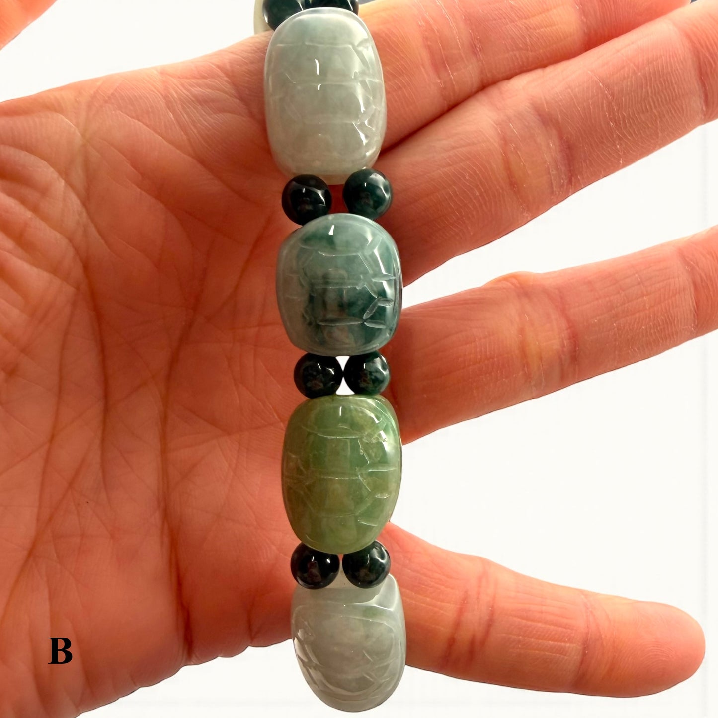 Turtle Shell Carving Burmese Jade Beaded Bracelet