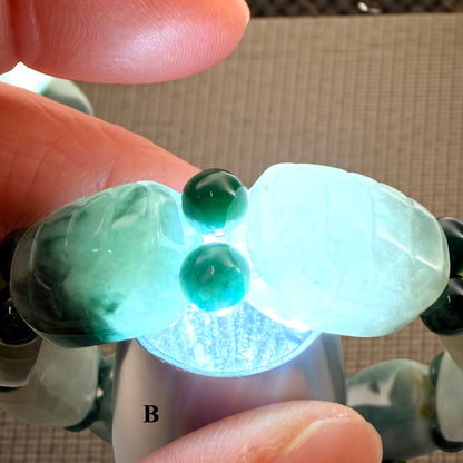 Turtle Shell Carving Burmese Jade Beaded Bracelet