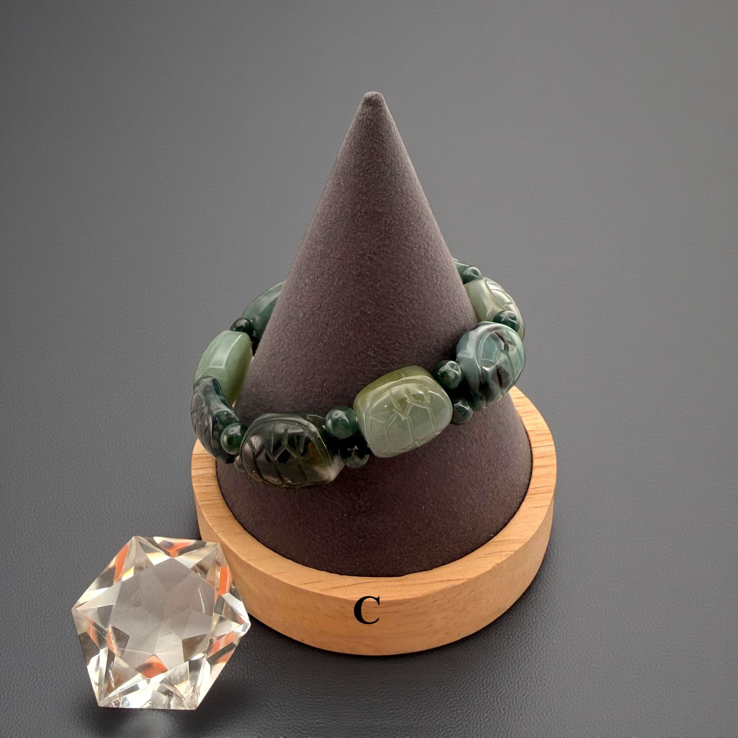 Turtle Shell Carving Burmese Jade Beaded Bracelet