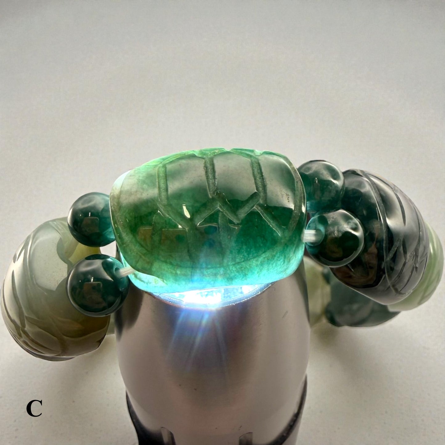 Turtle Shell Carving Burmese Jade Beaded Bracelet