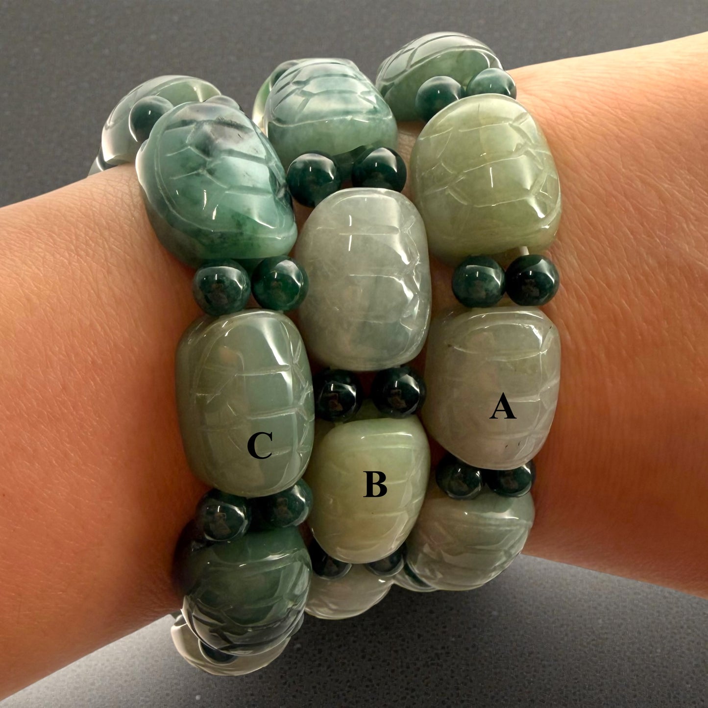Turtle Shell Carving Burmese Jade Beaded Bracelet
