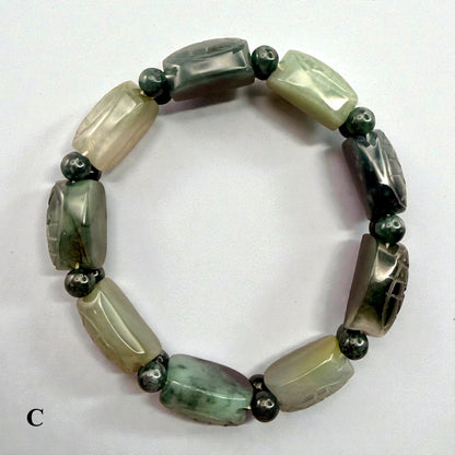 Turtle Shell Carving Burmese Jade Beaded Bracelet