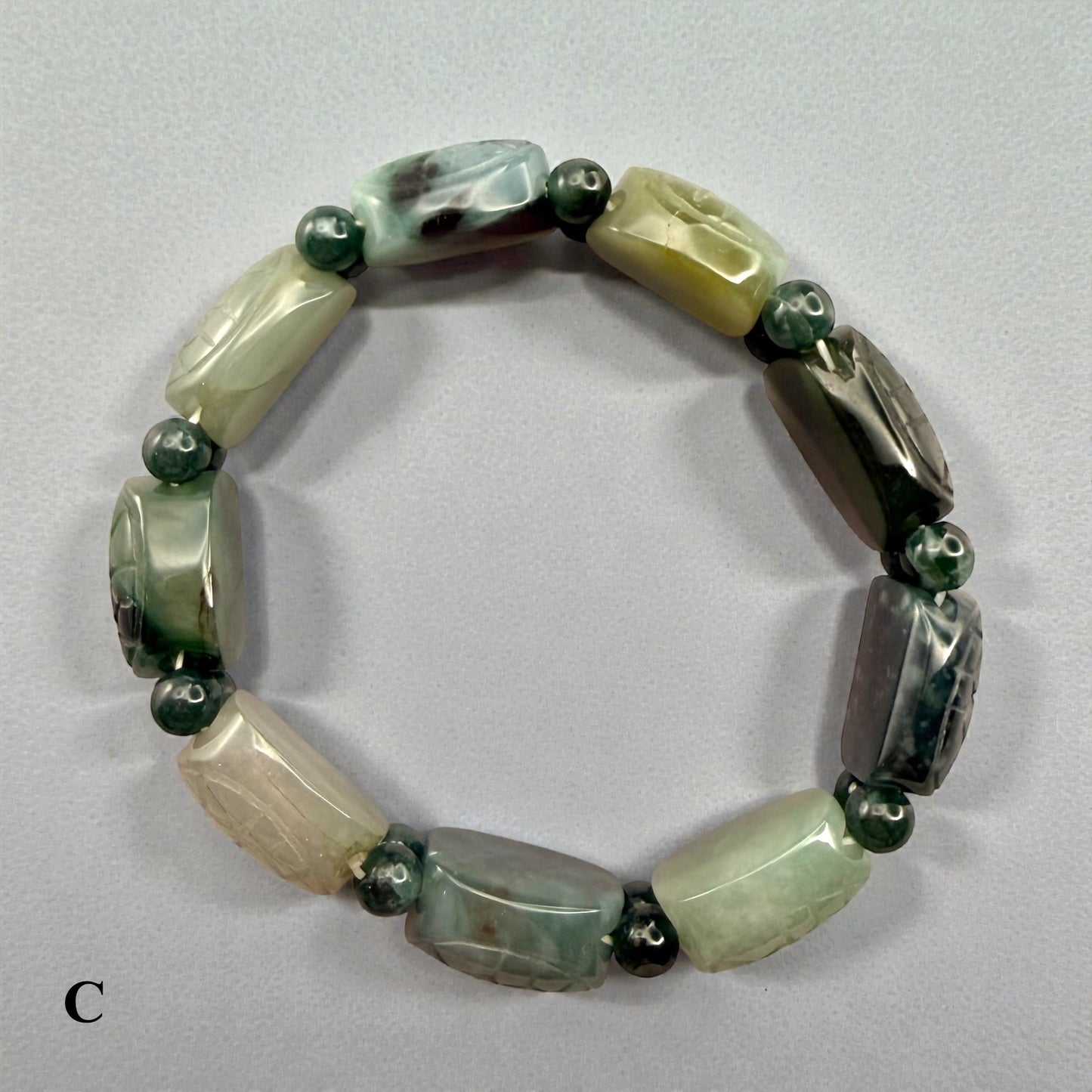 Turtle Shell Carving Burmese Jade Beaded Bracelet