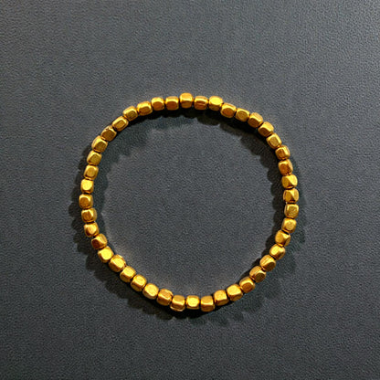 Brass Square Rice Beaded Bracelet