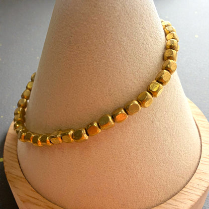 Brass Square Rice Beaded Bracelet
