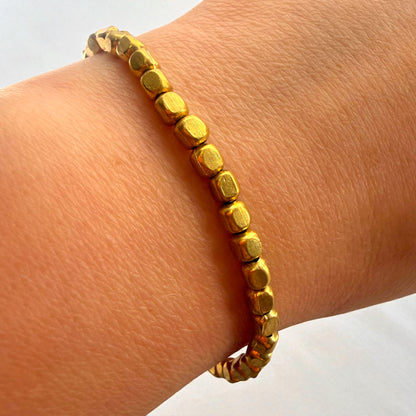 Brass Square Rice Beaded Bracelet