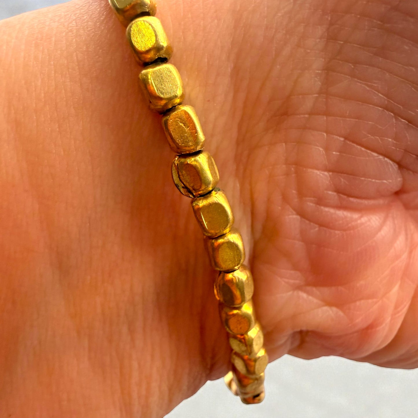 Brass Square Rice Beaded Bracelet