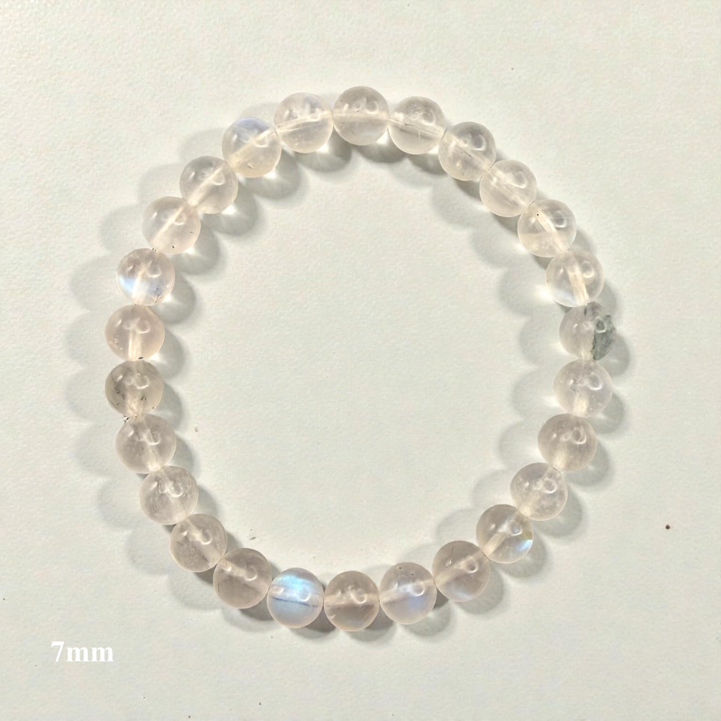 藍色閃光彩虹月光石水晶串珠手鍊