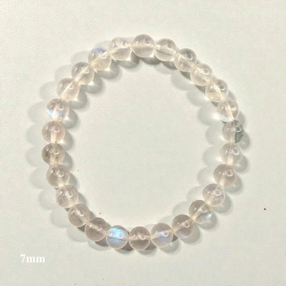 藍色閃光彩虹月光石水晶串珠手鍊