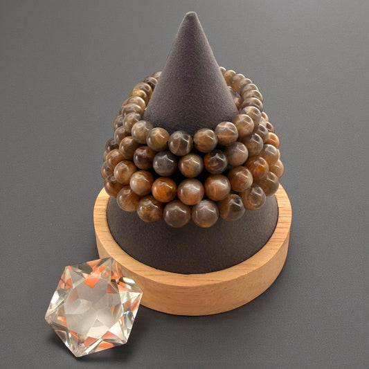 Black Moonstone/ Sunstone Crystal Beaded Bracelets