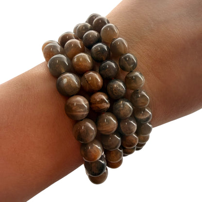 Black Moonstone/ Sunstone Crystal Beaded Bracelets