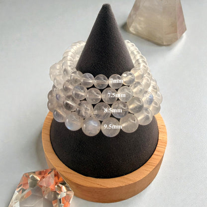 藍色閃光彩虹月光石水晶串珠手鍊
