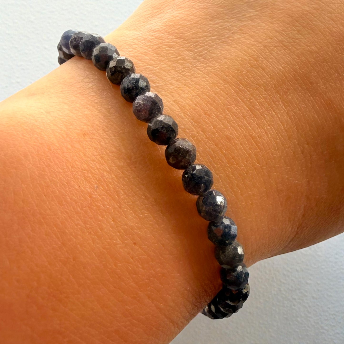 Faceted Sapphire Crystal Beaded Bracelet