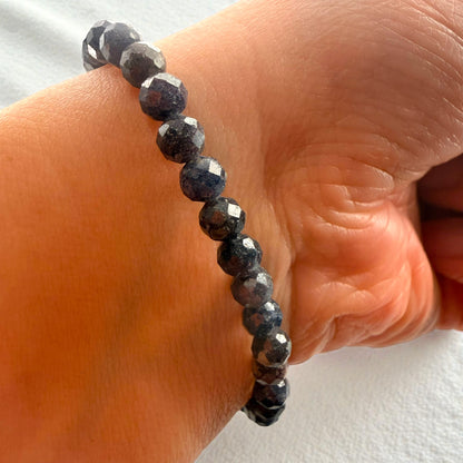 Faceted Sapphire Crystal Beaded Bracelet