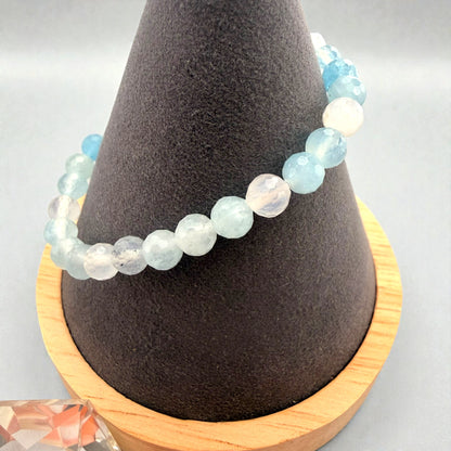 多面切割的輝長岩水晶串珠手鍊