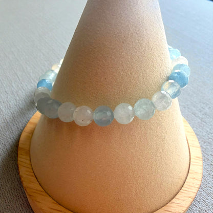 多面切割的輝長岩水晶串珠手鍊