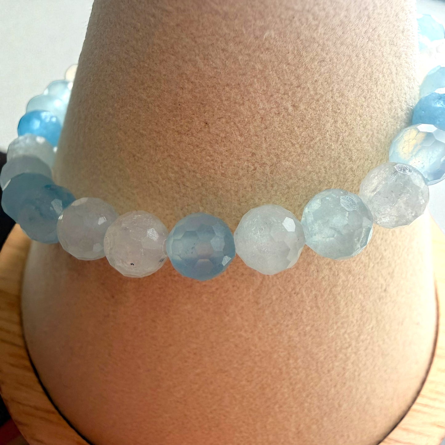 多面切割的輝長岩水晶串珠手鍊