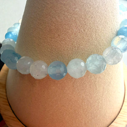 多面切割的輝長岩水晶串珠手鍊