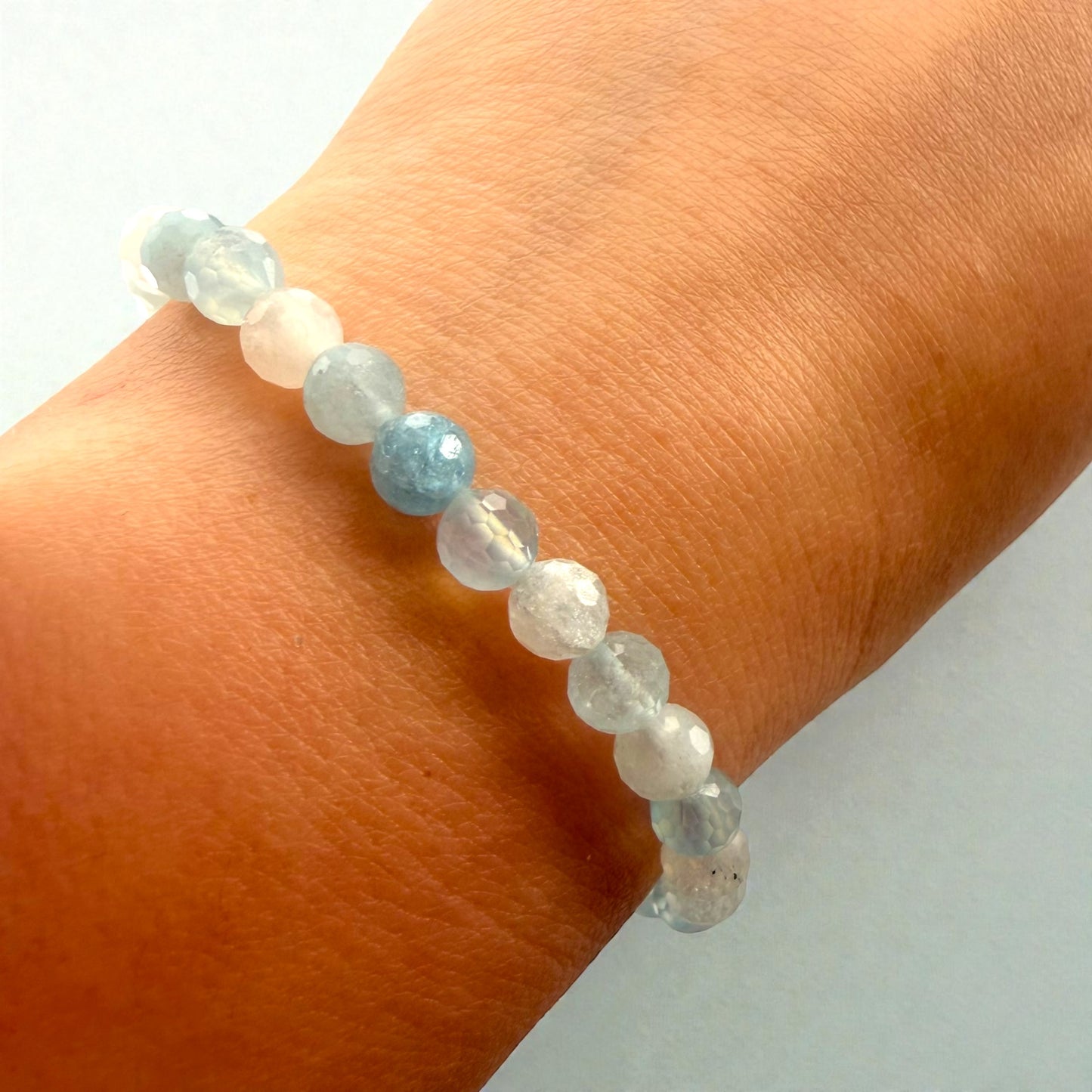 多面切割的輝長岩水晶串珠手鍊
