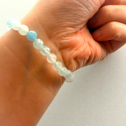 多面切割的輝長岩水晶串珠手鍊