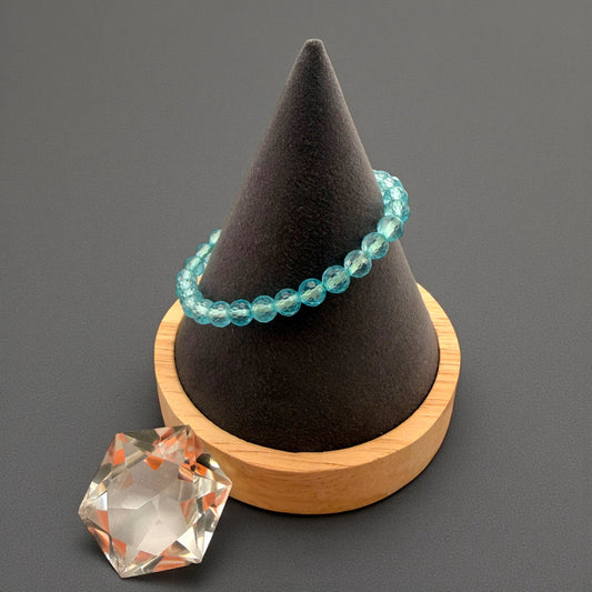 Faceted Aqua Marine Crystal Beaded Bracelet