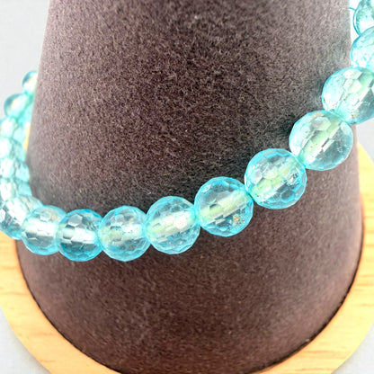 Faceted Aqua Marine Crystal Beaded Bracelet