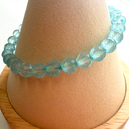 Faceted Aqua Marine Crystal Beaded Bracelet