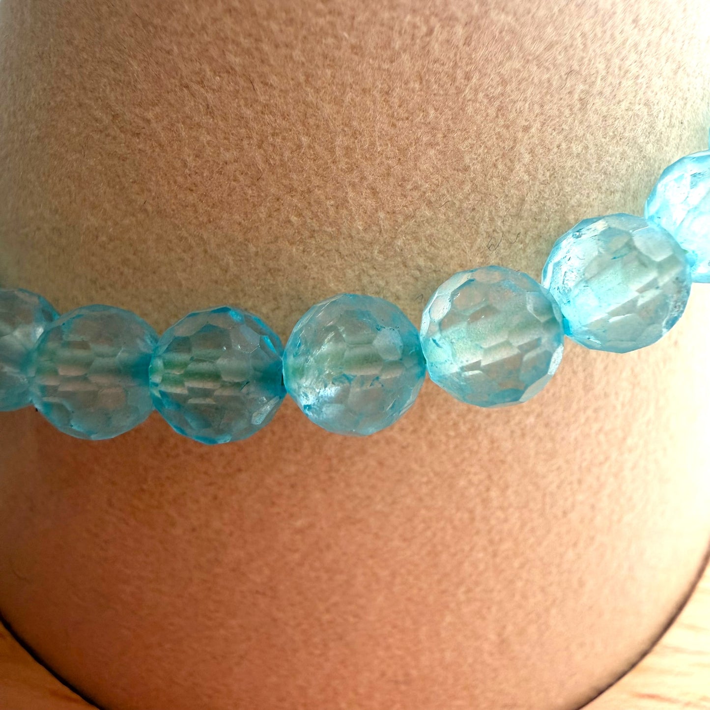 Faceted Aqua Marine Crystal Beaded Bracelet