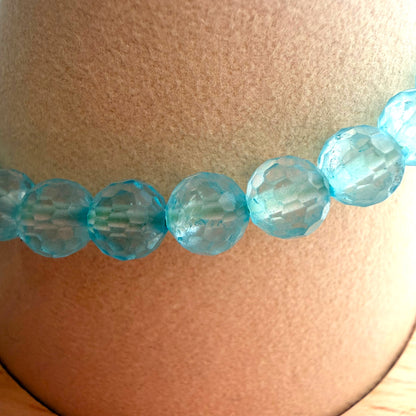 Faceted Aqua Marine Crystal Beaded Bracelet