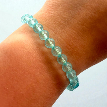 Faceted Aqua Marine Crystal Beaded Bracelet