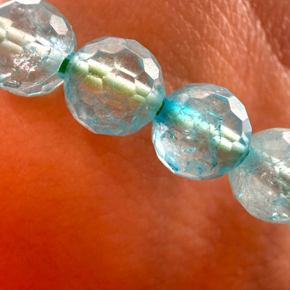Faceted Aqua Marine Crystal Beaded Bracelet