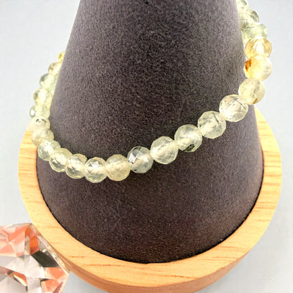 Faceted Prehnite Crystal Beaded Bracelet