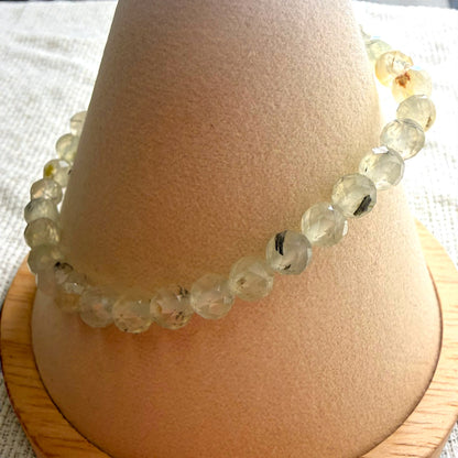Faceted Prehnite Crystal Beaded Bracelet