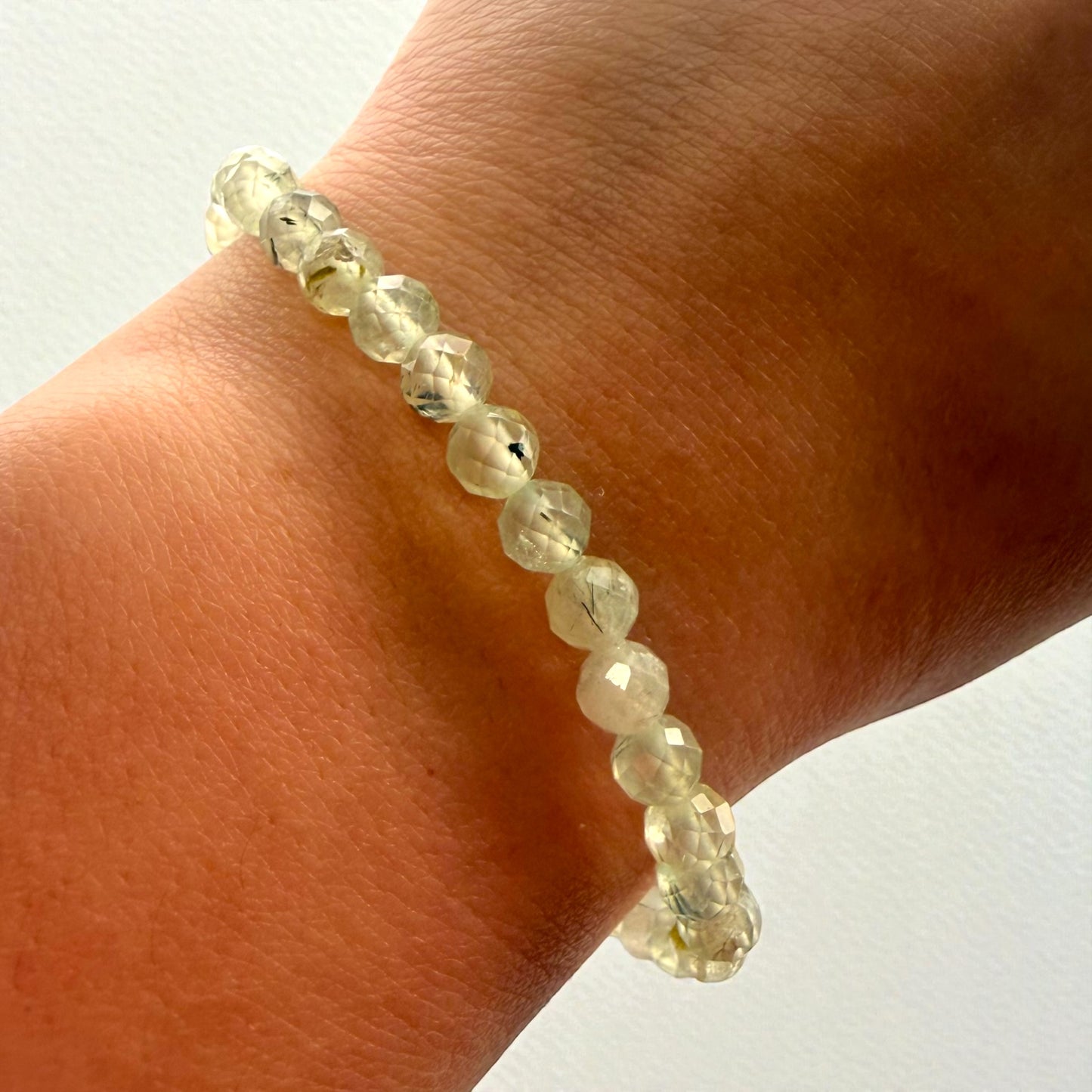 Faceted Prehnite Crystal Beaded Bracelet