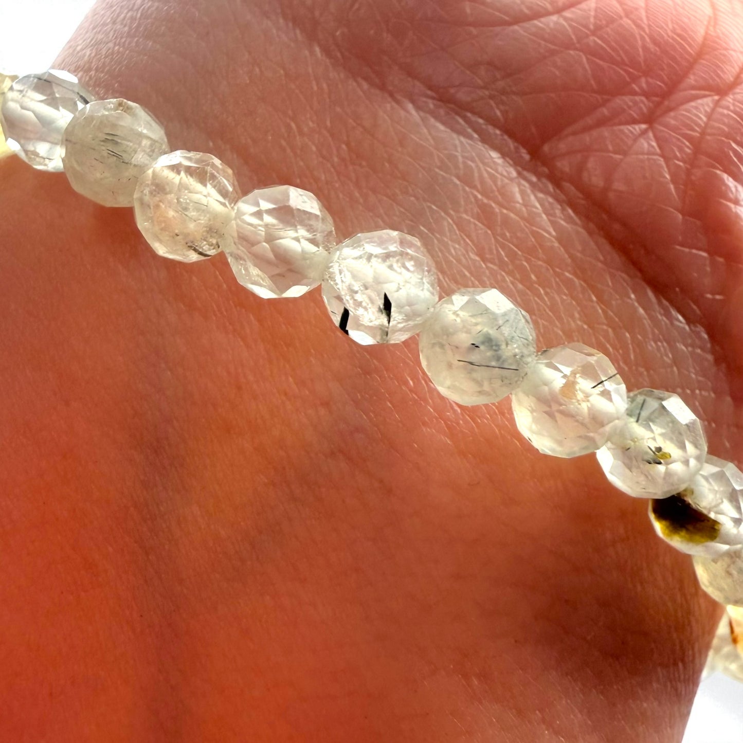 Faceted Prehnite Crystal Beaded Bracelet