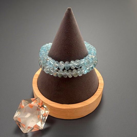 Premium Roundel Aqua Marine Crystal Beaded Bracelet