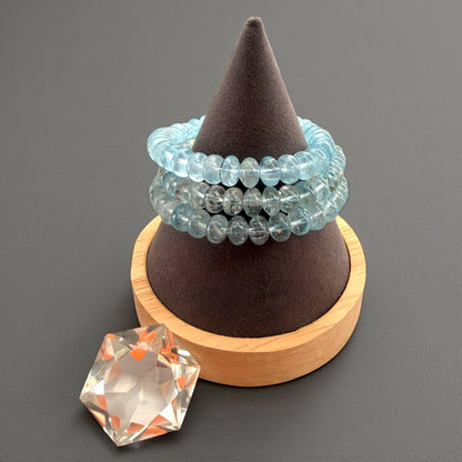Premium Roundel Aqua Marine Crystal Beaded Bracelet