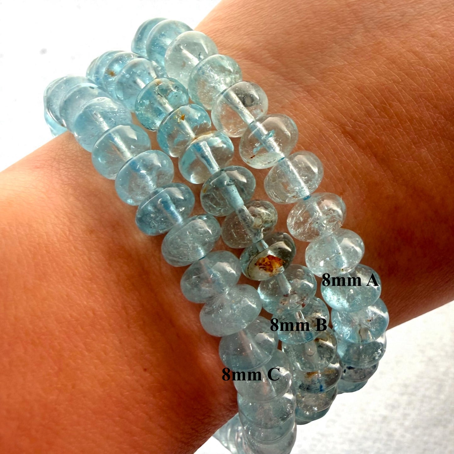 Premium Roundel Aqua Marine Crystal Beaded Bracelet