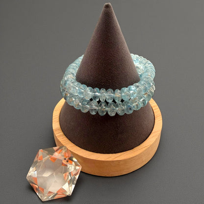 Premium Roundel Aqua Marine Crystal Beaded Bracelet