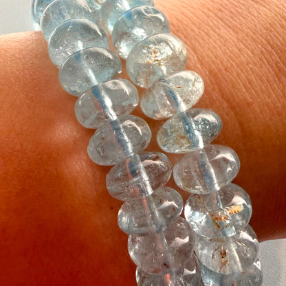 Premium Roundel Aqua Marine Crystal Beaded Bracelet