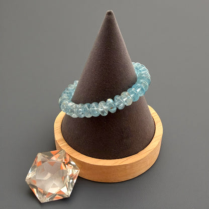Premium Roundel Aqua Marine Crystal Beaded Bracelet